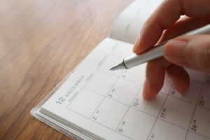 Calendar with a scheduled home closing date circled